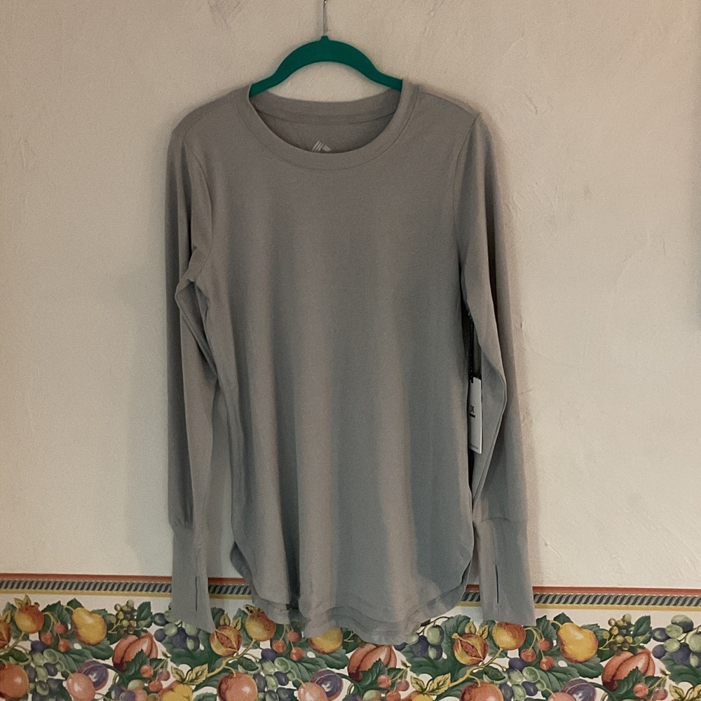 RBX Active Long Sleeve Crewneck Top, Size S, Gray, NWT